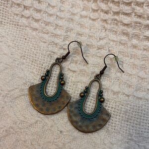 Stunning Boho Blue & Bronze Dangle Earr Earrings